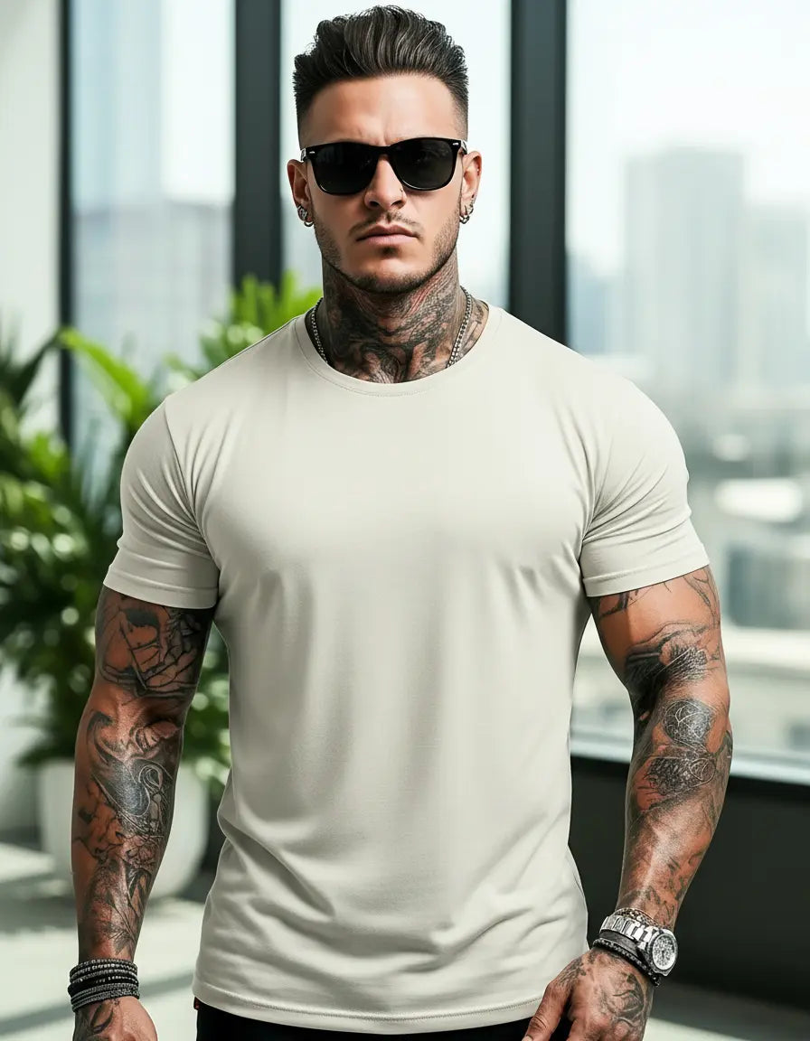 T-shirt Muscle Basic Bege